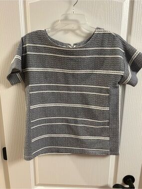 Chico's Weekends Navy and White Striped Knit Top